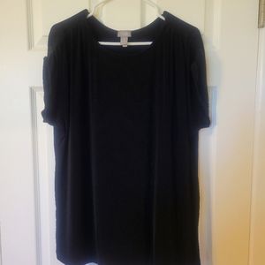 Chico's Black Rouched Short Sleeve Shirt